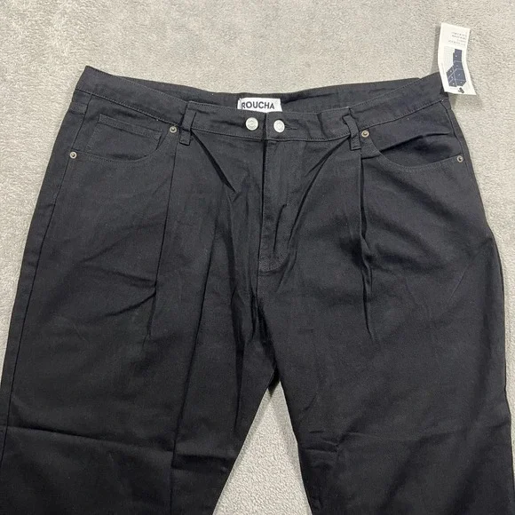 Roucha Jeans Womens Size D 16-18 Over 5'4 Dada Black Denim Pleated Ankle New - Picture 4 of 16